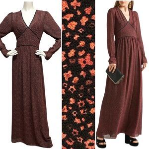 MICHAEL KORS Cole Calico Floral Print Chiffon Long Maxi Dress 6 S Cottagecore